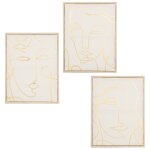 Déco murales visages abstraits écrus et dorés (x3) 32x42 Déco murales visages abstraits écrus et dorés (x3) 32x42