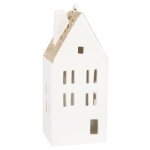 Dco de nol maison lumineuse en cramique blanche h15