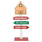 Dco de nol pancarte et maison lumineuse rouge, blanche et verte h50