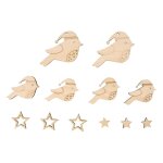 Décorations en bois à suspendre oiseaux et étoiles 2, 5 à 4, 3cm Décorations en bois à suspendre oiseaux et étoiles 2, 5 à 4, 3cm
