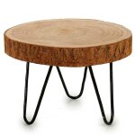 Dcoration centre de table en bois naturel et mtal noir 28x28x20cm