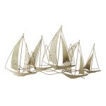 D�coration murale en m�tal golden sailboat 92x50x4