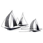 D�coration murale en m�tal r�gate de voiliers noirs 68x52x3