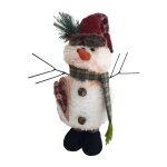 Dcoration de nol en bonhomme de neige h 43 cm en polyester blanc
