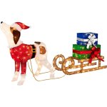 Décoration de noël chien et traîneau avec 170 lumières Décoration de noël chien et traîneau avec 170 lumières