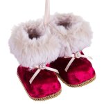 D�coration sapin de no�l � suspendre bottes velours rouge 8x7x8cm
