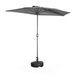 Demi parasol de balcon droit mt en aluminium toile grise d250cm