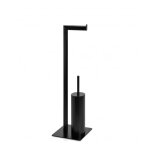 Drouleur papier toilette + brosse wc en mtal noir h71cm