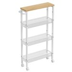 Desserte 4 niveaux effet bois acier chne et blanc