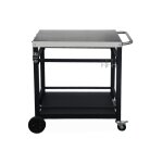 Desserte de barbecue en acier 88 cm avec roues et poigne, noire,