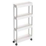 Desserte blanche sur roulettes  4 niveaux - l12, 5 x h86 cm