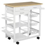 Desserte chariot cuisine multi - rangements aspect chne clair pin blanc