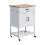 Desserte de cuisine blanche plateau bois d'hva