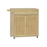 Desserte de cuisine dcor bois et cannage, naturel