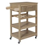 Desserte de cuisine multi - rangement effet bois avec tasseaux