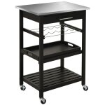 Desserte de cuisine multi - rangements plateau acier inox