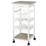Desserte cuisine panier plateaux tiroir tagre chne clair blanc