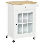 Desserte de cuisine  roulettes multi - rangement chne clair blanc
