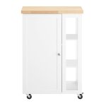 Desserte effet bois blanc à roulettes 1 porte 3 étagères Desserte effet bois blanc à roulettes 1 porte 3 étagères