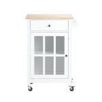 Desserte effet bois blanc  roulettes 1 porte 1 tiroir