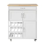 Desserte effet bois blanc  roulettes 1 tiroir 3 portes