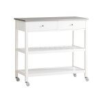 Desserte effet bois blanc  roulettes 2 tiroirs