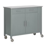 Desserte effet bois gris à roulettes 2 tiroirs 2 portes Desserte effet bois gris à roulettes 2 tiroirs 2 portes