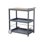 Desserte extrieure 84 cm en aluminium avec roues et poigne