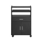 Desserte micro - onde 1 tiroir 2 portes effet bois noir