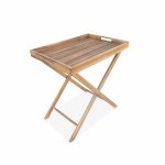Desserte pliant en bois d'acacia avec plateau amovible Desserte pliant en bois d'acacia avec plateau amovible
