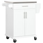 Desserte  roulettes tagre rglable acier inox blanc