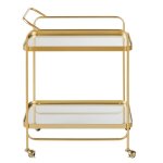 Desserte  roulettes en mtal dor et verre transparent