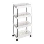 Desserte sur roulettes 4 niveaux blanche - l40 x h86 cm