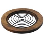 Dessous de plat en bois et métal noir 18cm Dessous de plat en bois et métal noir 18cm