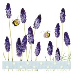 Dessous de verre blanc  motifs abeilles et lavande
