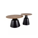 Deux tables basses rondes avec plateau chne 70x70x40cm
