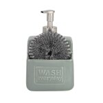 Distributeur de savon et porte - ponge en dolomite bleue