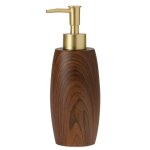 Distributeur de savon résine effet bois et doré Distributeur de savon résine effet bois et doré