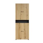 Double colonne de salle de bain rainure l70 cm - effet chne et gris