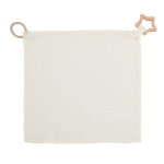 Doudou mousseline avec anneau de dentition étoile blanc cassé 30x30 cm Doudou mousseline avec anneau de dentition étoile blanc cassé 30x30 cm