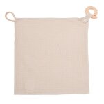 Doudou mousseline avec anneau de dentition hrisson sable 30x30 cm