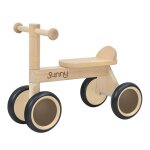 Draisienne avec panier, 4 roues en bois naturel - 1, 5 an  3 ans