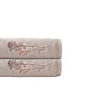 Drap de bain coton bouclette brodé marron 90x150 Drap de bain coton bouclette brodé marron 90x150