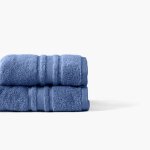 Drap de bain coton uni bouclette bleu 90 x 150 cm