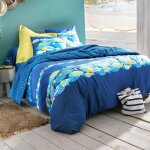 Drap - housse en coton bleu 90x190x28