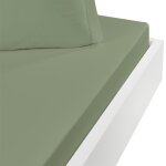 Drap housse en coton bonnet 30 cm sauge 160x200 cm