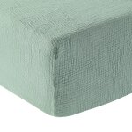 Drap housse gaze de coton celadon 140x190 cm Drap housse gaze de coton celadon 140x190 cm