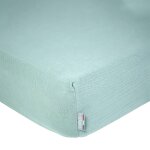 Drap housse en gaze de coton vert eucalyptus 60x120