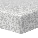 Drap - housse imprimé en coton blanc / gris Drap - housse imprimé en coton blanc / gris