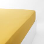 Drap housse jersey extensible en coton jaune or 120x200 cm Drap housse jersey extensible en coton jaune or 120x200 cm
